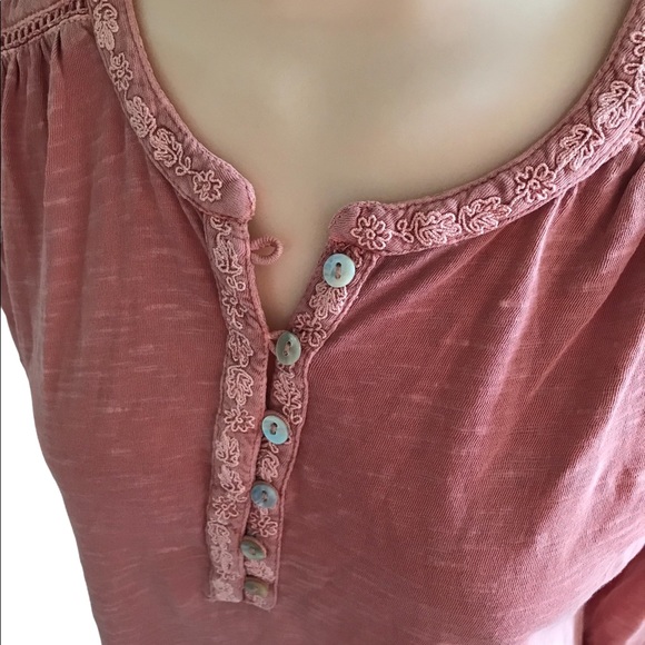 Lucky Brand Top sz S Blush Pink Lace Like Details - Picture 9 of 10